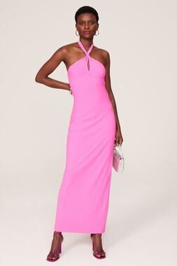 One33 Social Pink Pin Twist Sleeveless Halter Gown Size 6